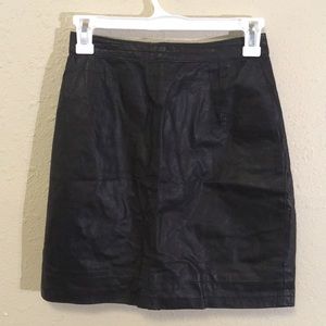 Genuine leather mini skirt
